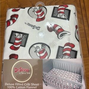 Dr. Seuss nursery by trend lab Crib Sheet 100% flannel cotton cat in the hat new